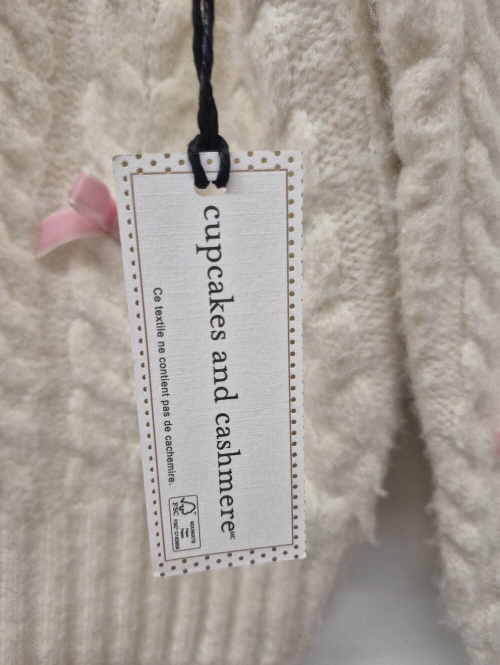Cupcakes and Cashmere Ivory Pink Bow Sweater Matching Dog Cat Sweater Set M NWT - Picture 8 of 9